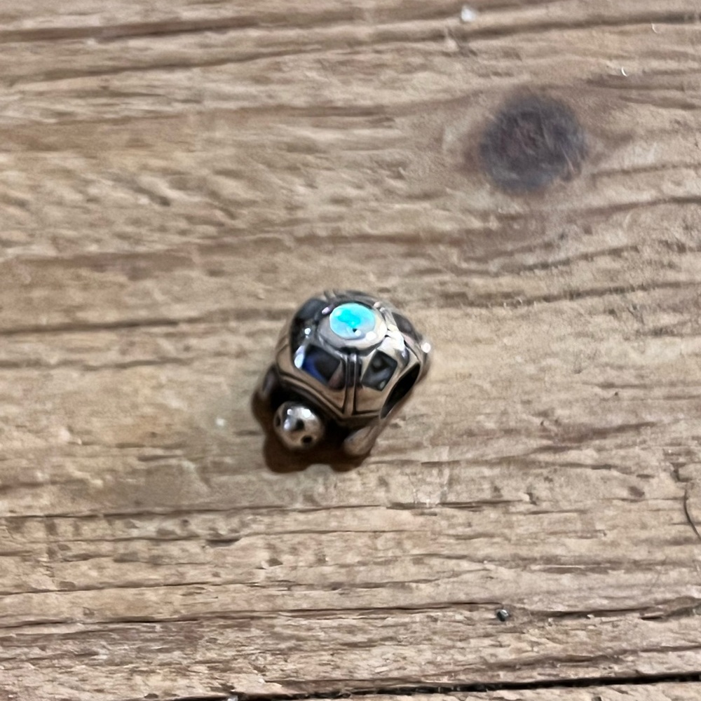 Sterling Silver abalone shell Turtle charm bead for Chamilia Pandora bracelets - Picture 2 of 5